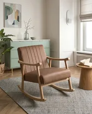 Schaukelsessel LEKNES Kunstleder Braun_1061397