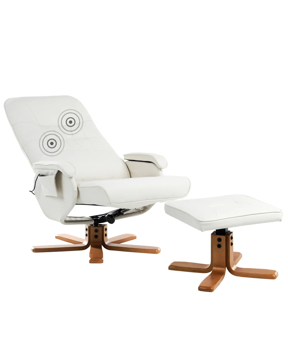 Massagestuhl RELAXPRO mit Fußstütze Kunstleder Cremeweiß