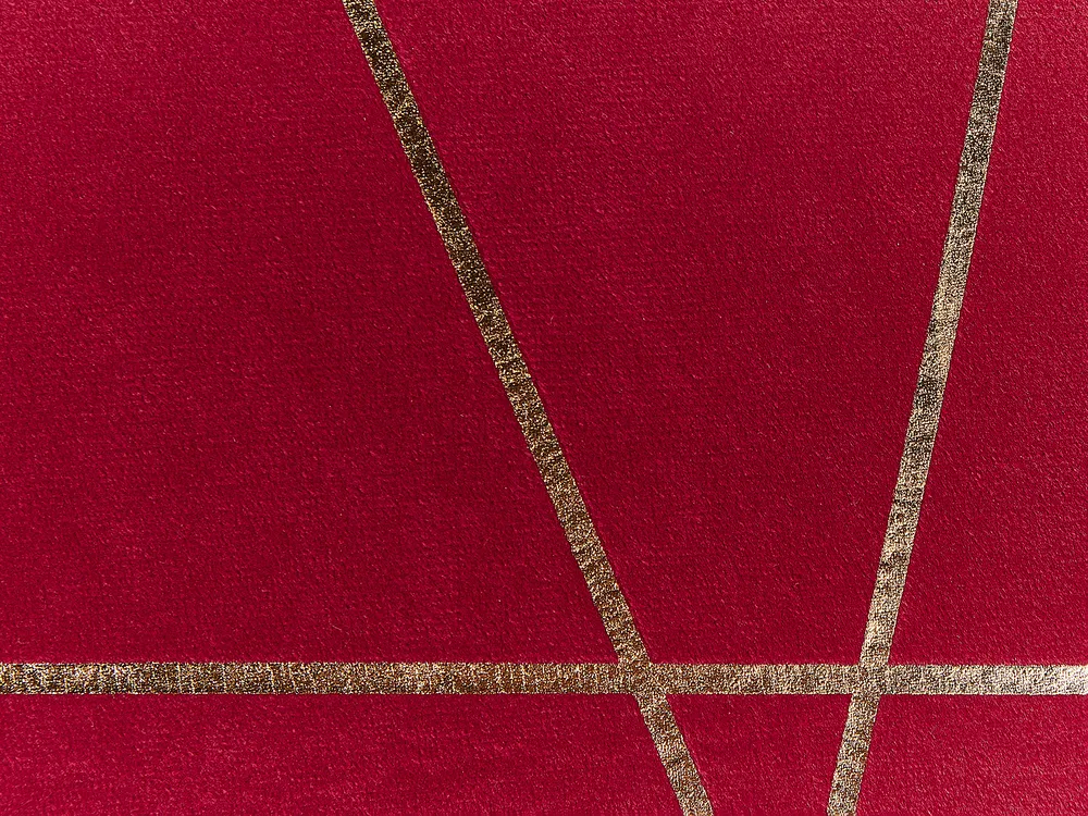 Set of 2 Decorative Cushions PINUS 45 x 45 cm Velvet Red Geometric Pattern_810601
