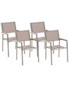 Gartenstuhl 4er Set GROSSETO Edelstahl Beige