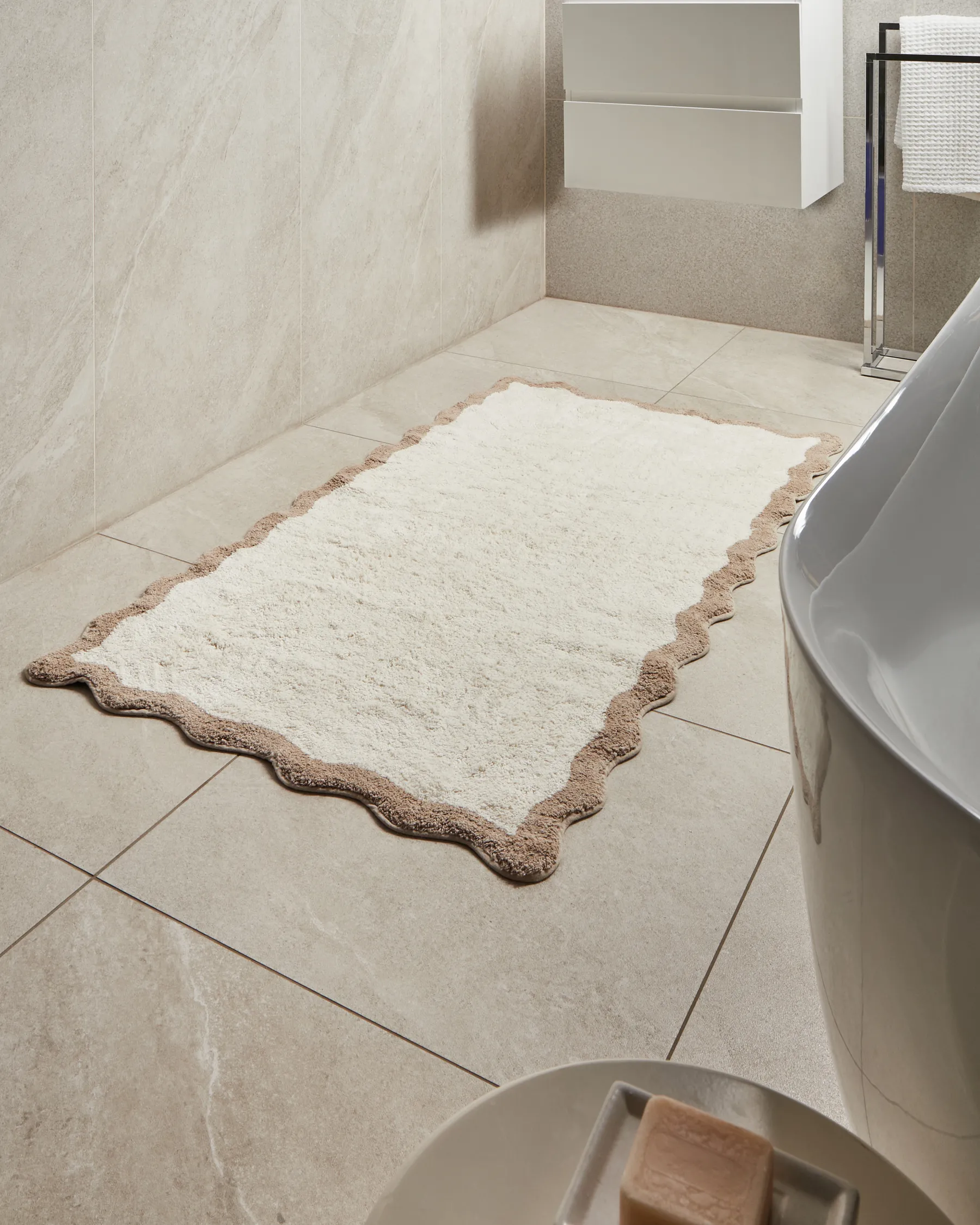 Bath Mat NANGAL Brown/ Beige 80 x 150 cm Cotton_1026019