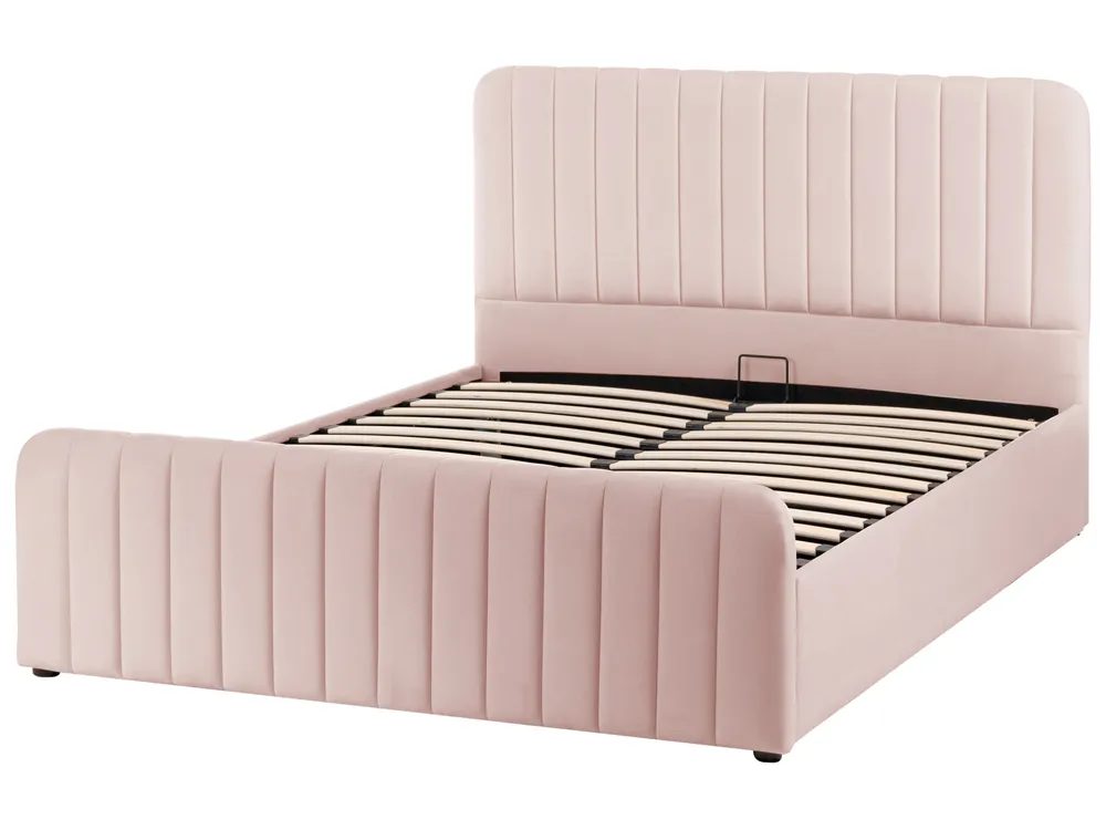Bett mit Stauraum LUNAN Pastellrosa 140 x 200 cm_1051454
