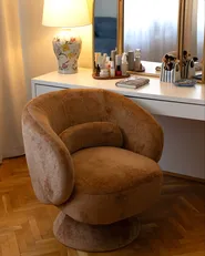 Swivel Armchair LIEKSA Chenille Golden Brown_1159103