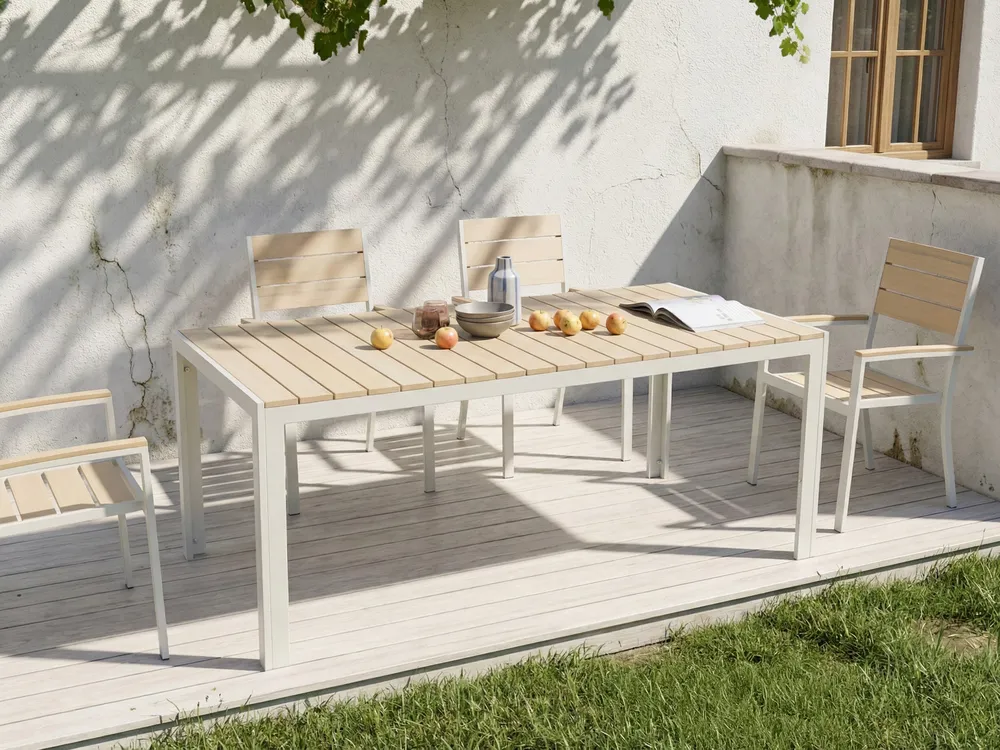 Gartentisch für 8 Personen COMO 184 cm 90 cm Beige