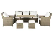 Lounge Set mit Tisch und Ottomane 5-Sitzer FONTI inkl. Kissen Polyrattan Braun_820231