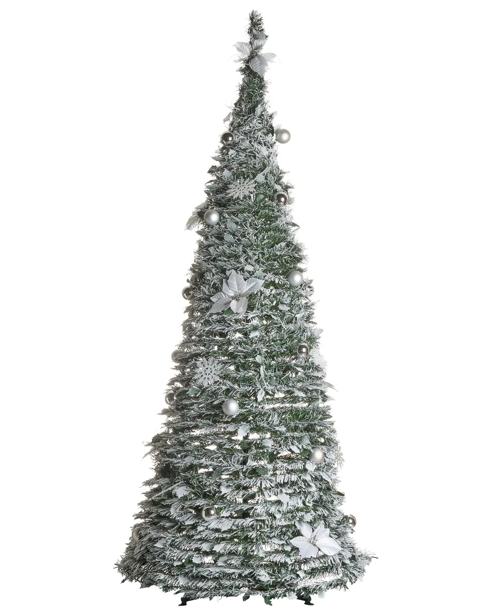Künstlicher Weihnachtsbaum mit Schnee klappbar LED FIRVANA 185 cm Weiß_1025164