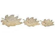 Set of 3 Trinket Dishes Leaf PEMALI Metal Gold_870382