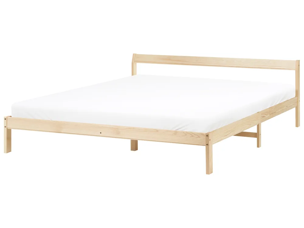 Bett mit Lattenrost Kiefernholz MADONE 180 x 200 cm Hellbraun