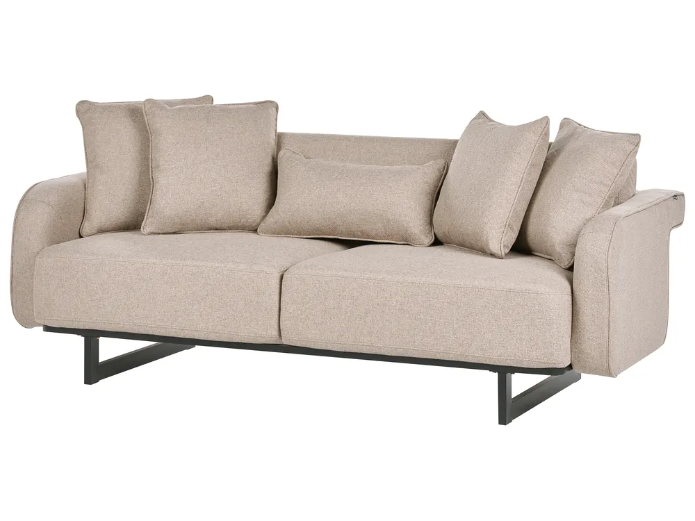 Sofa 3-Sitzer SVANEK Stoff Hellbraun_1061501