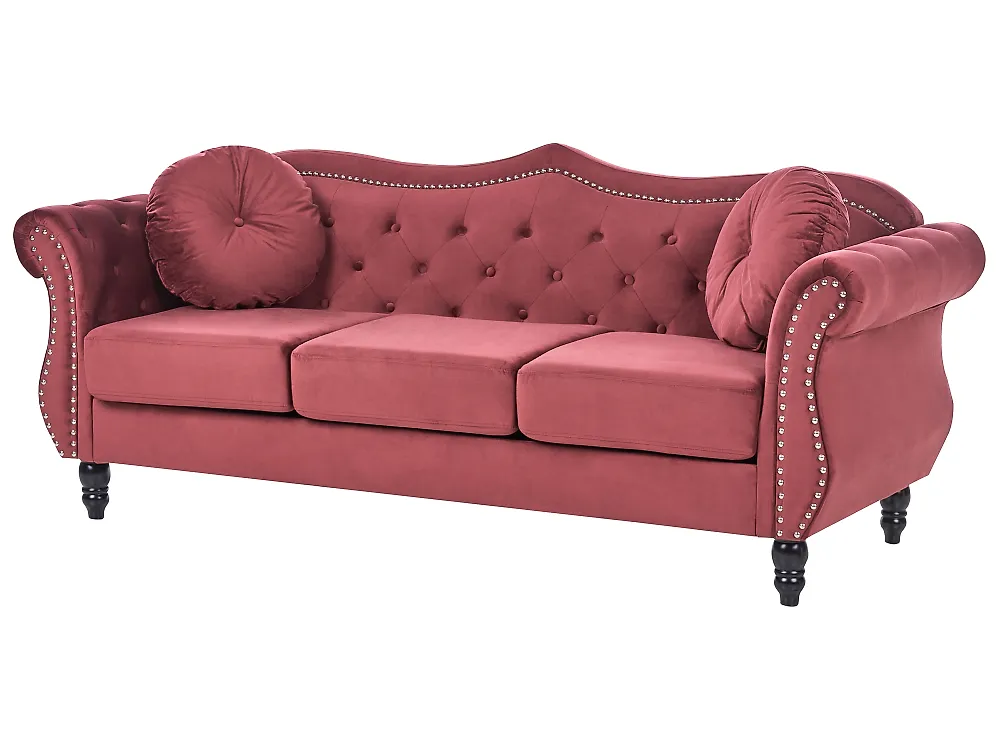 Sofa 3 Seater SKIEN Velvet Dark Red_1170543