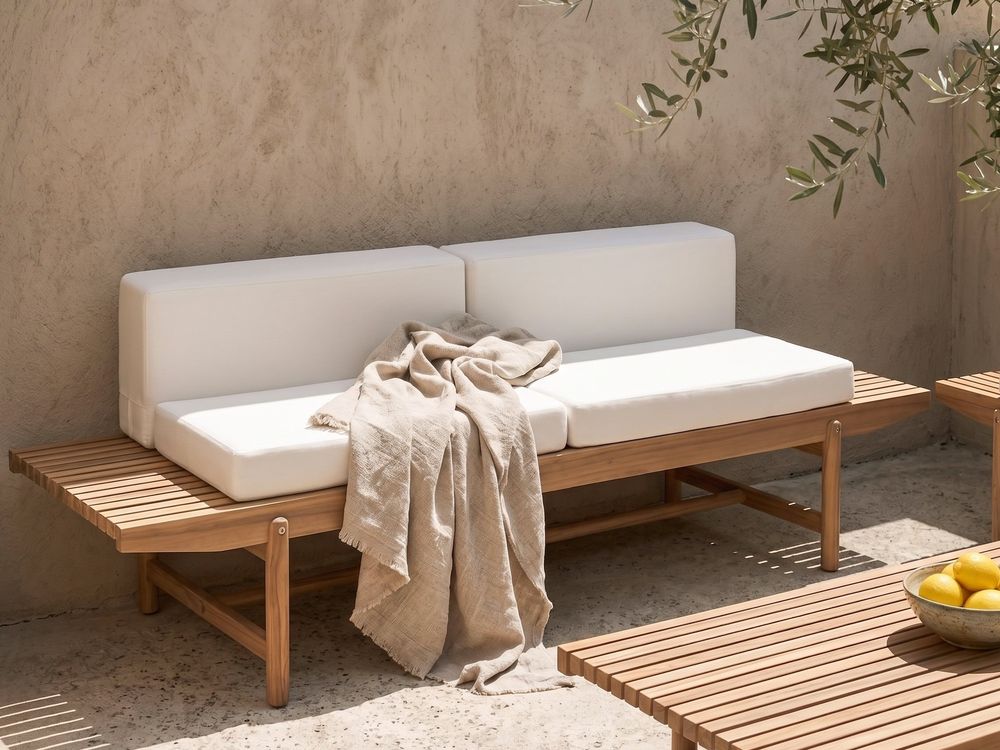 Tuinbank met zitkussen GIAVENO 210 cm Acaciahout Gebroken wit