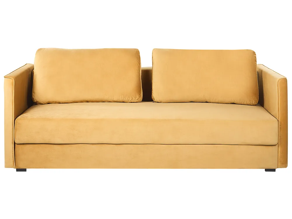 Schlafsofa 3-Sitzer EKSJO mit Stauraum Samtstoff Senfgelb