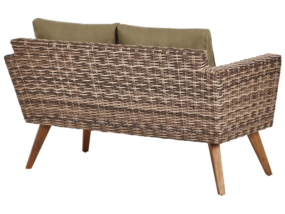 Garden Lounge Set with Table 4 Seater VITTORIA PE Rattan Olive Green_930728