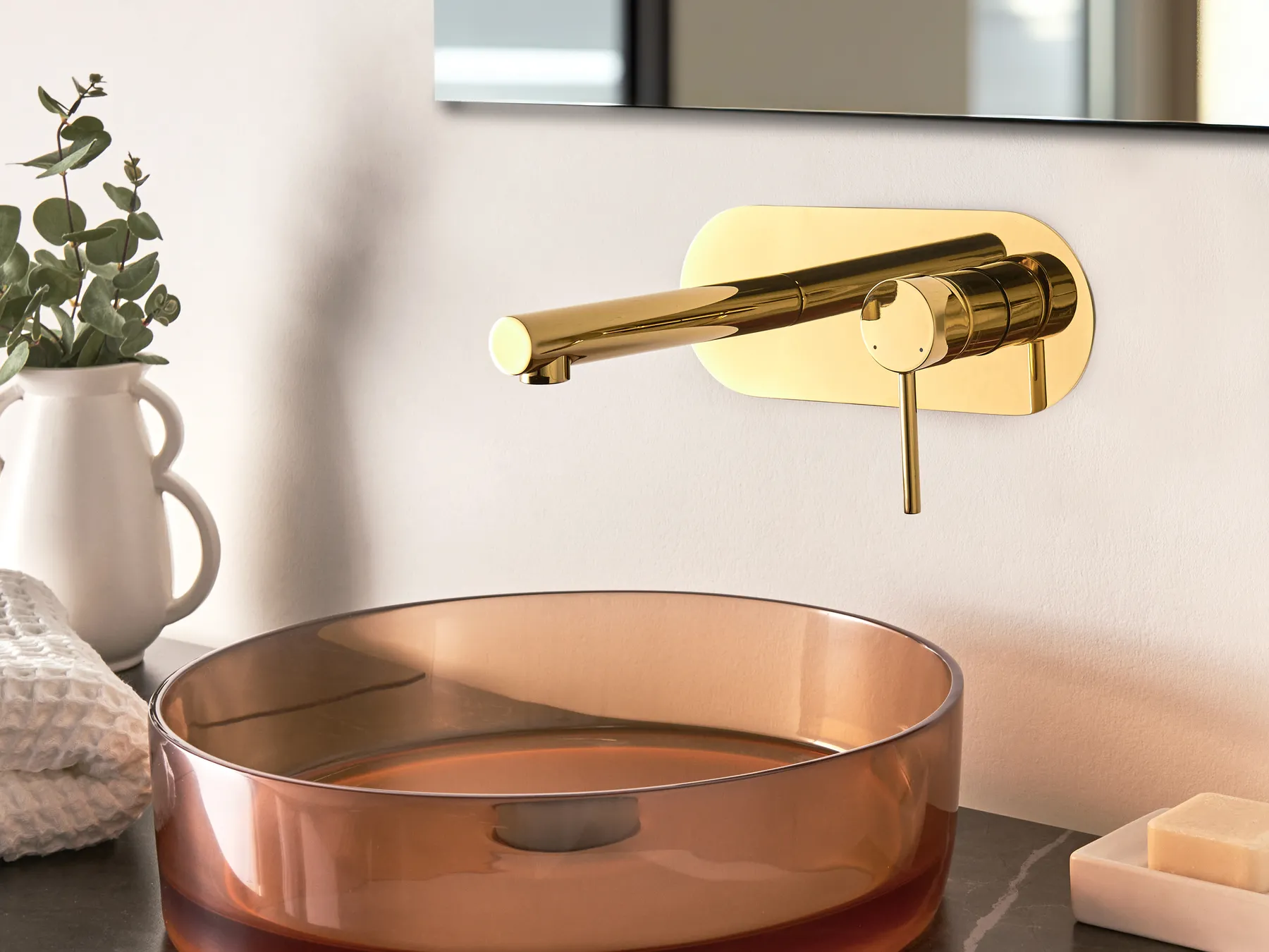 Wall Mounted Basin Mixer Tap CLAVIJO Brass Gold_986828