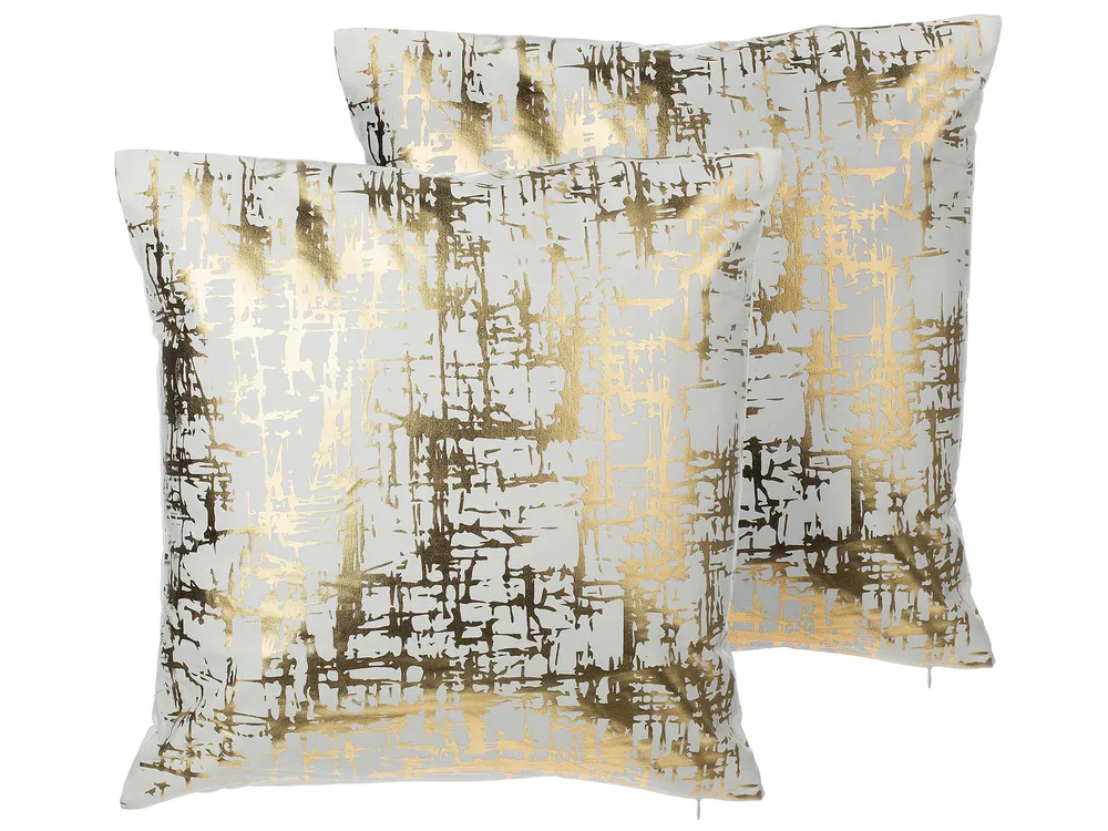 Dekokissen 2er Set GARDENIA 45 x 45 cm Baumwolle Gold Abstraktes Muster