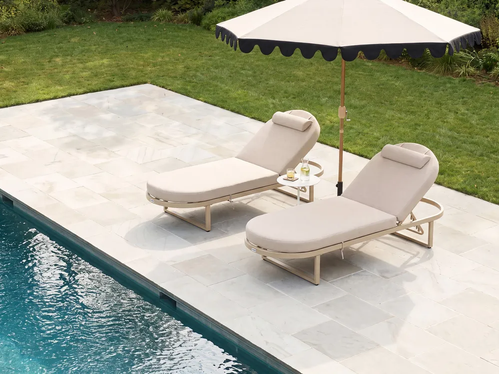 Sonnenliege mit Kissen RONCOLO Metall Beige_1117406
