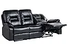 Sofa manuell verstellbar 3-Sitzer BERGEN Kunstleder Schwarz