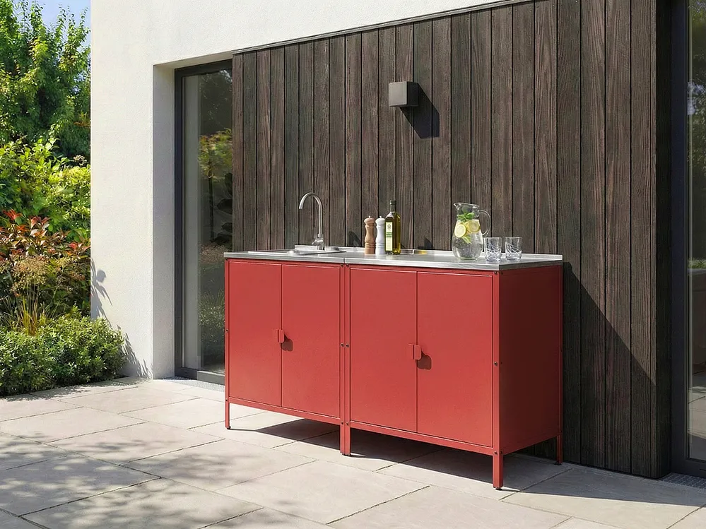 Outdoor-Küchenschrank VILAMA Rot Metall