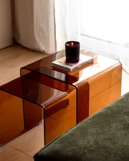 Beistelltisch 2er Set KENDALL Sicherheitsglas Braun_1022553