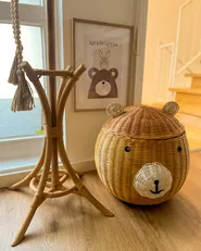 Kinder Aufbewahrungskorb Teddybär HIMBA Rattan Naturfarben_878192