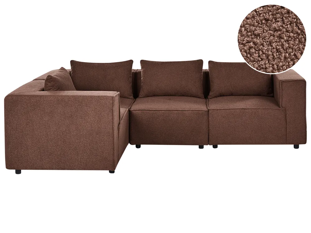 Modul Ecksofa 4-Sitzer AXEBO Bouclé Braun rechtsseitig