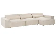 Modul Ecksofa 4-Sitzer HELLNAR mit Ottomane Samtstoff Hellbeige linksseitig_911155