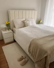 Bett mit Stauraum SEZANNE Bouclé Cremeweiß 160 x 200 cm_973070