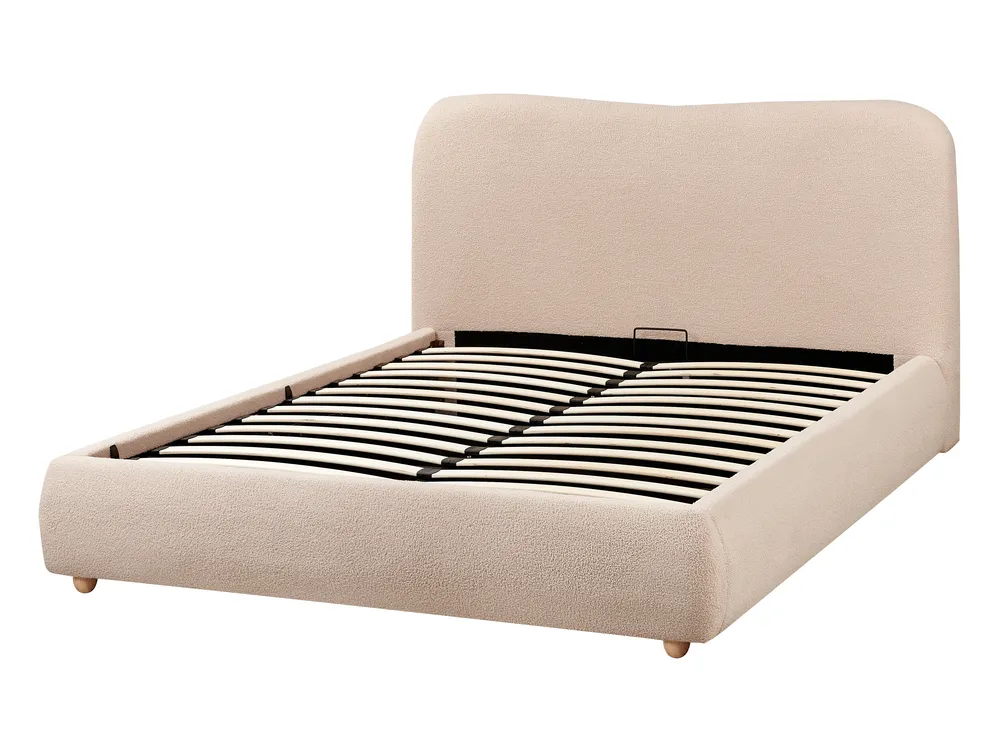 Bett mit Stauraum BLAGNAC Bouclé Beige 140 x 200 cm_1009277
