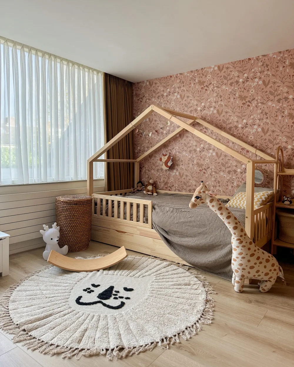Kids Rug BADHANI Beige ø 140 cm Cotton_953740