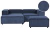 Modul Ecksofa 3-Sitzer ARDAL mit Ottomane Cord Dunkelblau rechtsseitig