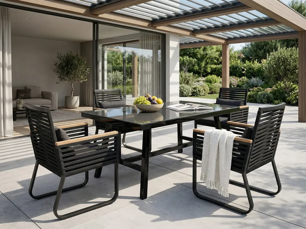 Gartenmöbel Set 4-Sitzer CANETTO inkl. Kissen Metall Schwarz