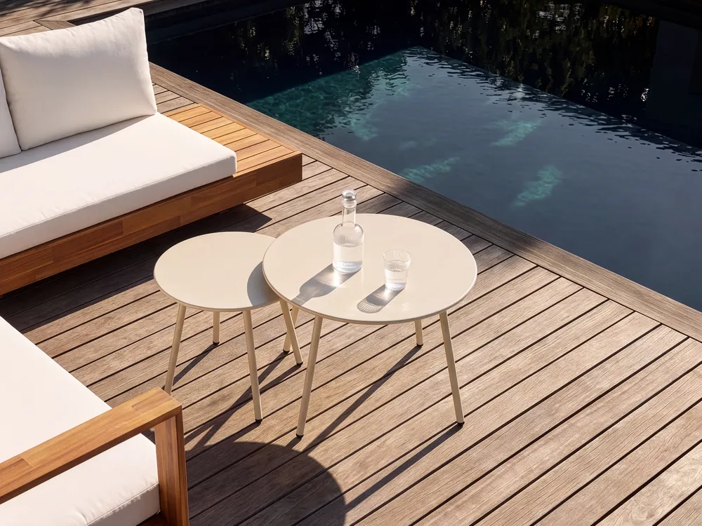 Outdoor Couchtisch 2er Set VIMERCATE Metall Beige_1116980