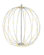 Hängende Gartendekoration LED HOSFOS 42 cm Weihnachtskugel Silber_950380