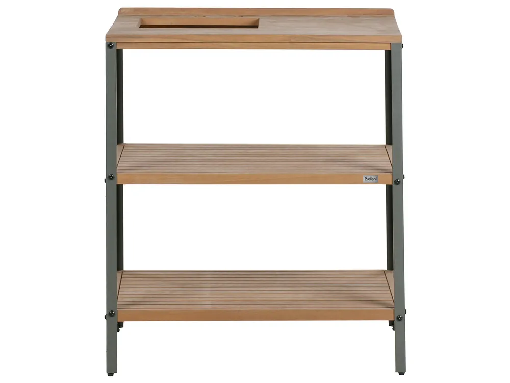 Outdoor-Kücheninsel mit Spüle IVREA Braun / Schwarz zertifiziertes Akazienholz_988268