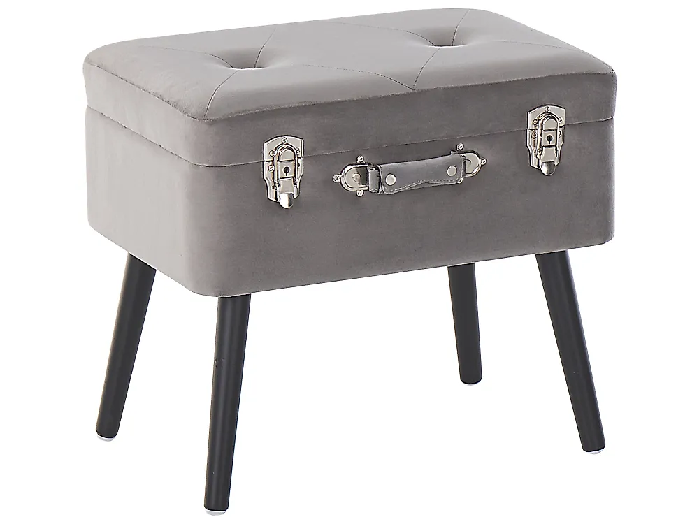 Hocker mit Stauraum MALLARD Samtstoff Grau