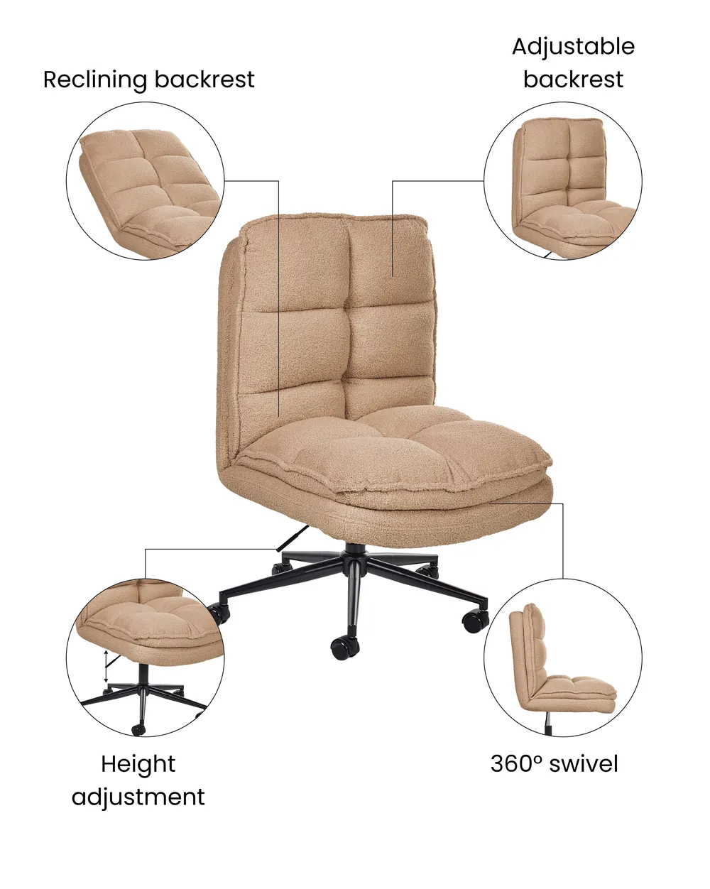 Office Chair ADDISON Boucle Sand Beige_1077994