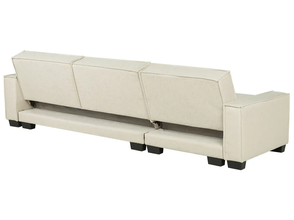 Corner Sofa Bed 3 Seater ROMEDAL Fabric Beige Left Hand_748935