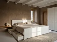 Bett mit 4 Schubladen SABRAN Kiefernholz Weiß 160 x 200 cm_1061301