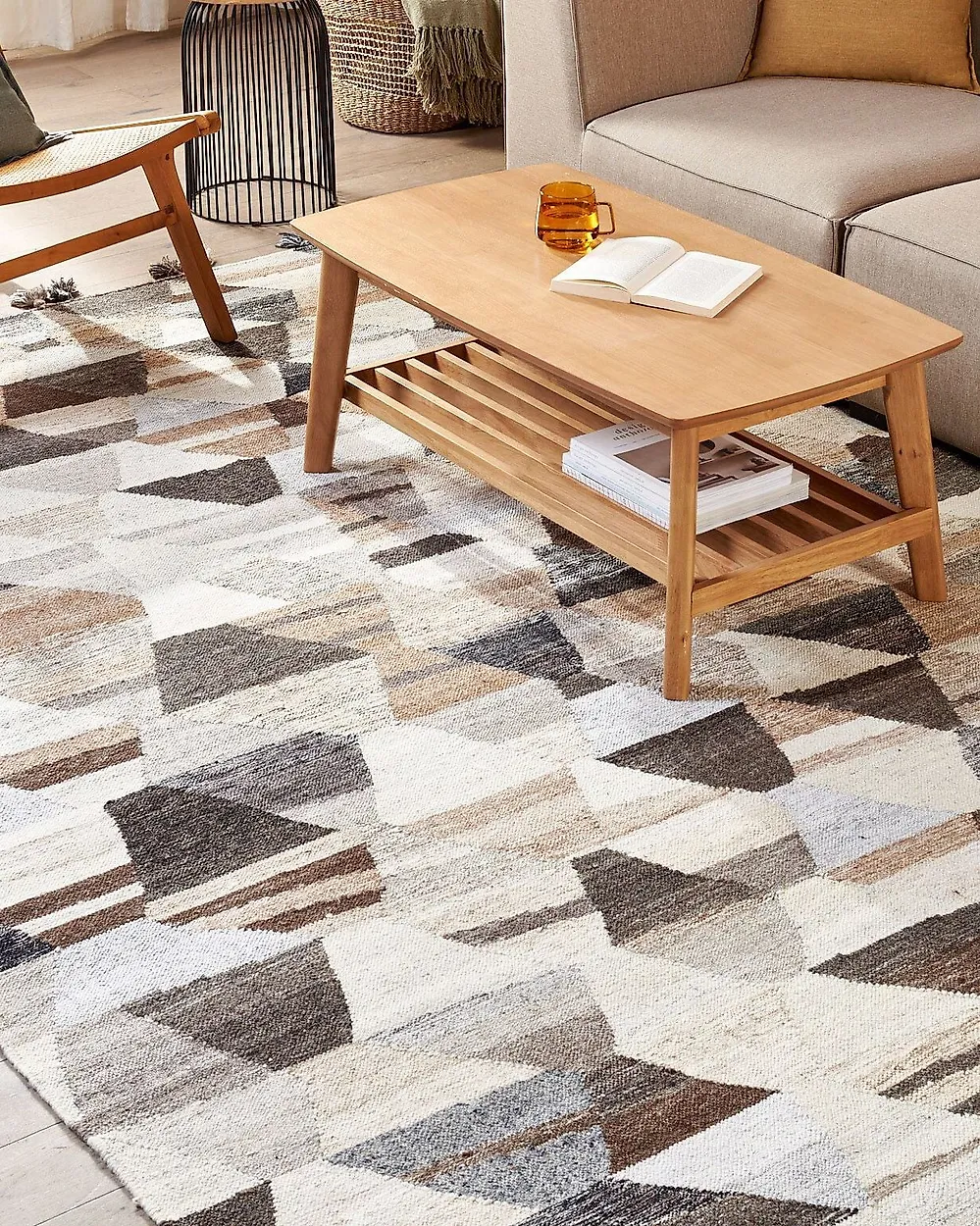 Rug ARGAVAND Beige 160 x 230 cm Kilim Wool_1180162