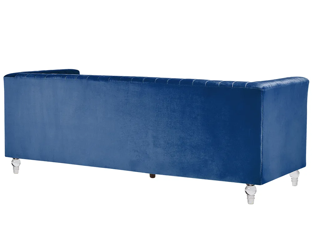 Sofa 3 Seater ARVIKA Velvet Navy Blue_806173