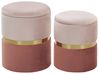 Pouf mit Stauraum 2er Set WICHITA Samtstoff Rosa