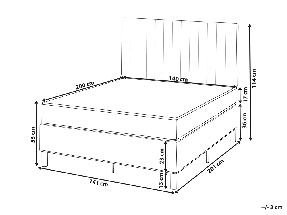 Boxspringbett Stoff COUNTESS 140 x 200 cm Beige_1054259