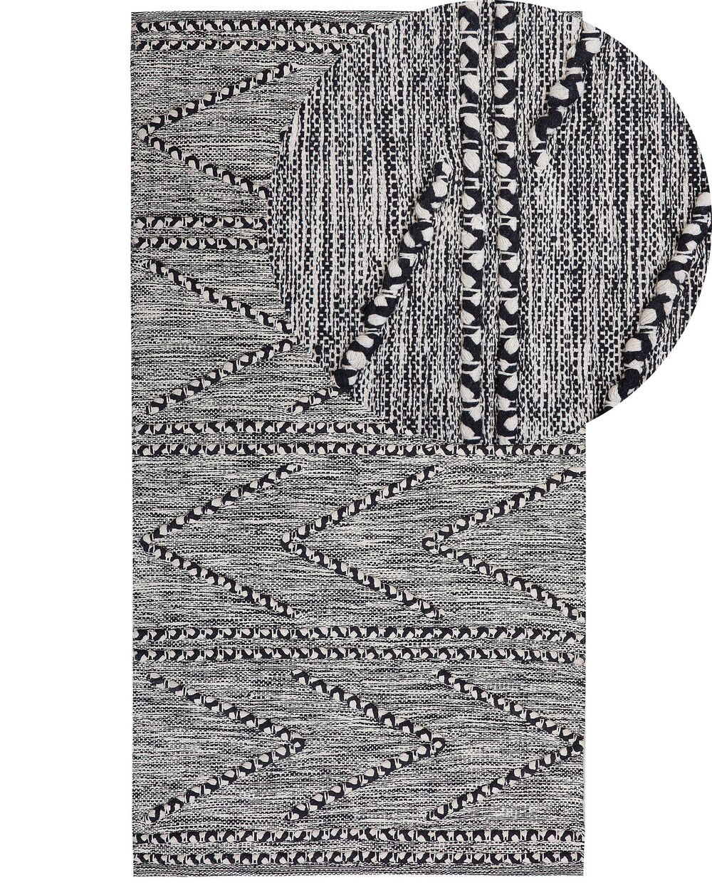 Rug TERMAL Black 80 x 150 cm Cotton