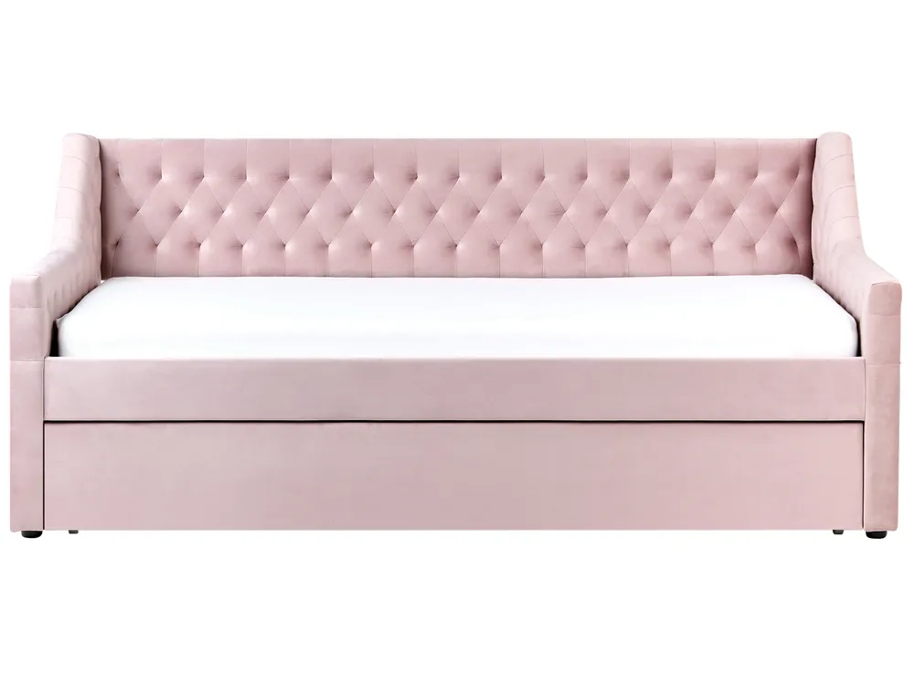 Trundle Bed Velvet MONTARGIS 90 x 200 cm (EU Single) Pink_1042157