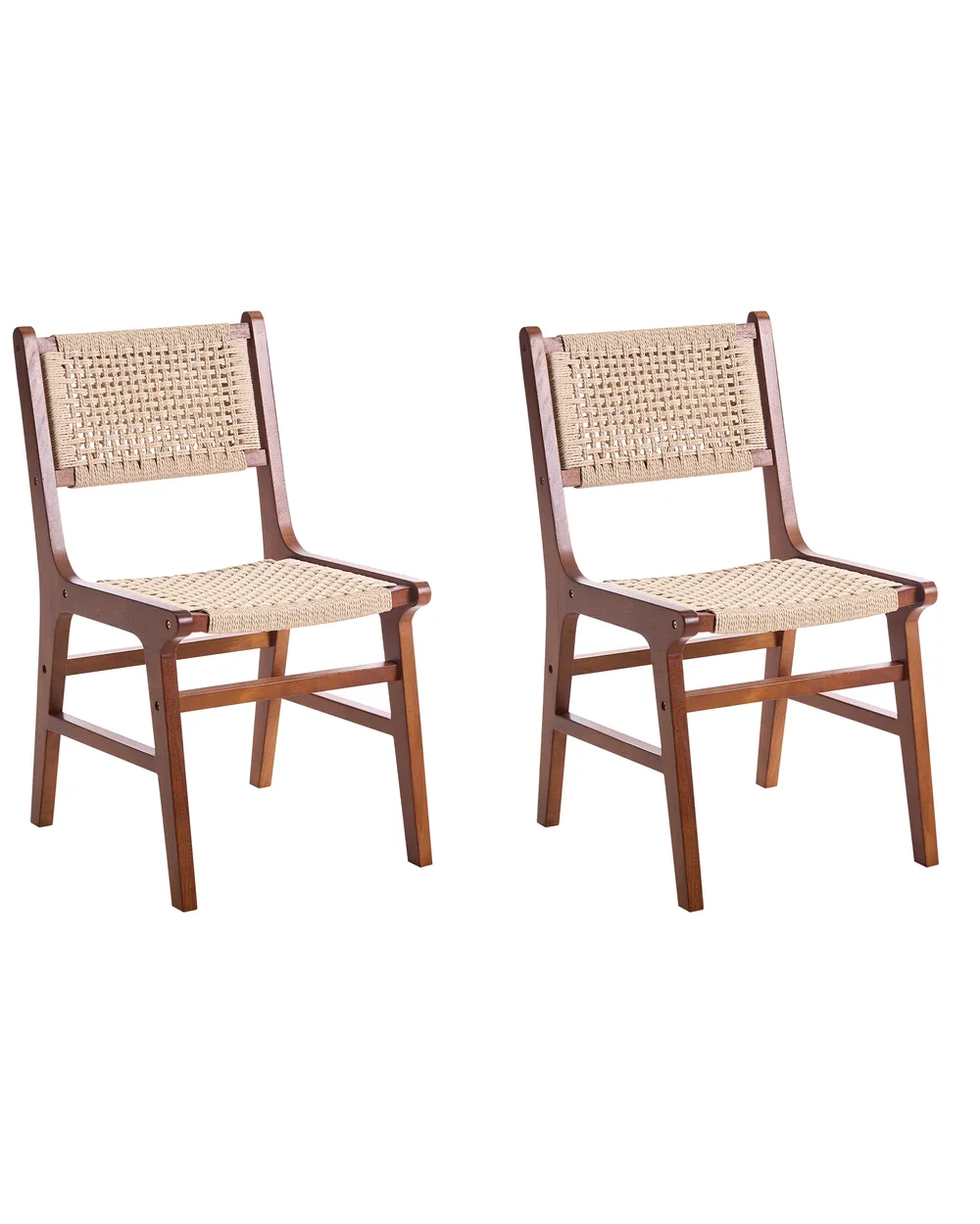 Esszimmerstuhl 2er Set OZELLA Holz Braun / Beige