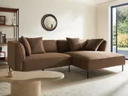 Corner Sofa 3 Seater SATER Fabric Brown Left Hand_1019336