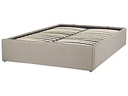 Ottoman Bed without Headboard DINAN Fabric Taupe 120 x 200 cm (EU Small Double)_1187469
