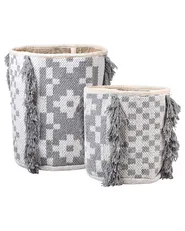 Set of 2 Baskets KALAI Cotton Grey_846371