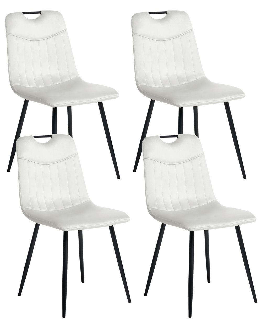 Set of 4 Dining Chairs ARGYLE Velvet Off-White
