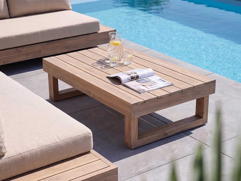 Lounge Set mit Tisch 5-Sitzer MARETTIMO zertifiziertes Akazienholz Beige_1154142